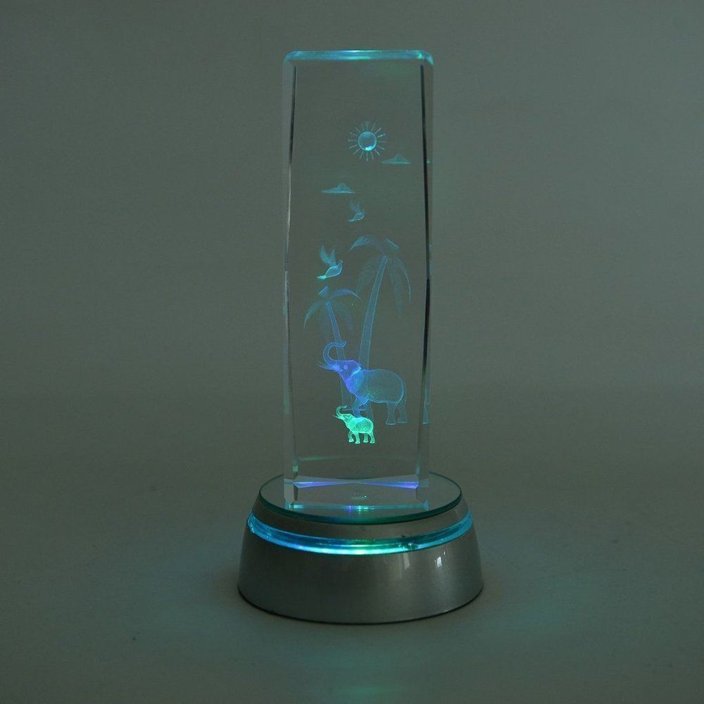 Jungle Laser Engraved Glass with LED Base 6 in
